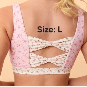 Target Blogilates Women's Bow Back Corset Sports Bra - Pink Floral